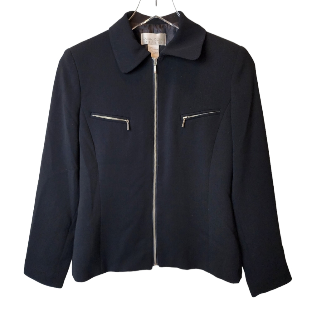 Women's Black Casual Corner Line Jacket